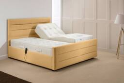 PARADISE BEDS LTD Electric Adjustable Mobility Bed Set with USB & LED Lights in Light Tan - Size: Single