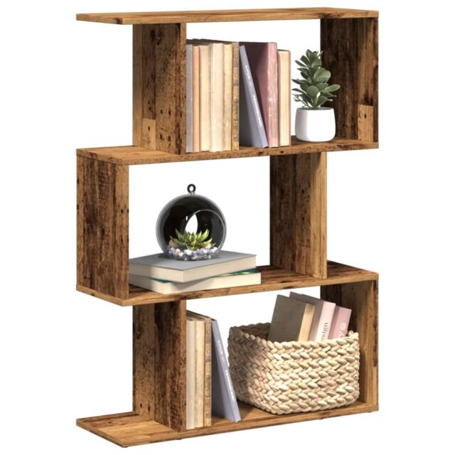 Berkfield Home Room Divider Bookcase 3-Tier Old Wood 70x24x97 cm Engineered Wood in Brown - Size: 70 x 24 x 97 cm - image 1