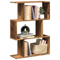 Berkfield Home Room Divider Bookcase 3-Tier Old Wood 70x24x97 cm Engineered Wood in Brown - Size: 70 x 24 x 97 cm - thumbnail 1