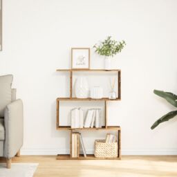 Berkfield Home Room Divider Bookcase 3-Tier Old Wood 70x24x97 cm Engineered Wood in Brown - Size: 70 x 24 x 97 cm - thumbnail 3
