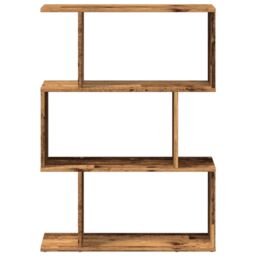 Berkfield Home Room Divider Bookcase 3-Tier Old Wood 70x24x97 cm Engineered Wood in Brown - Size: 70 x 24 x 97 cm - thumbnail 5