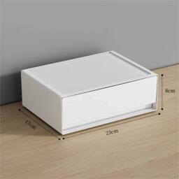 Kelvenix 3pcs Desktop Organizer Box with Drawers for Stationery & Cosmetics in White - thumbnail 2