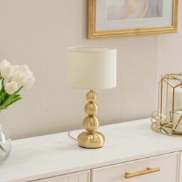 ValueLights Marissa Pair of Stacked Ball Table Lamp Lights with LED Bulbs in Metallic Gold - thumbnail 5