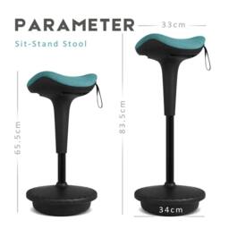 EONLION Blue Standing Office Stool Ergonomic in Teal - Size: 100 cm - thumbnail 2