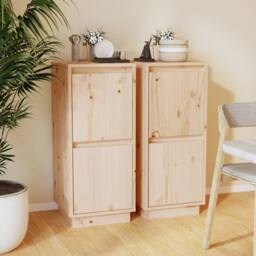 Berkfield Home Sideboards 2 pcs 31.5x34x75 cm Solid Wood Pine in Light Tan - thumbnail 2