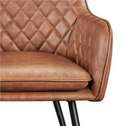 Kelvenix Modern Dining Chairs Set of 2 brown PU Leather home kitchen - Size: 0.6m2 - thumbnail 4