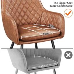 Kelvenix Modern Dining Chairs Set of 2 brown PU Leather home kitchen - Size: 0.6m2 - thumbnail 3