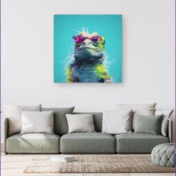 Warren Reed - Designer Inquisitive Splashart Iguana Canvas - Size: w40 inch x h40 inch - thumbnail 1