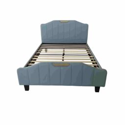 Furniture Maxi Men's Retro PU Leather Upholstered Bed Frame Double Bed Frame in Blue - thumbnail 3
