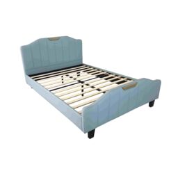 Furniture Maxi Men's Retro PU Leather Upholstered Bed Frame Double Bed Frame in Blue - thumbnail 5