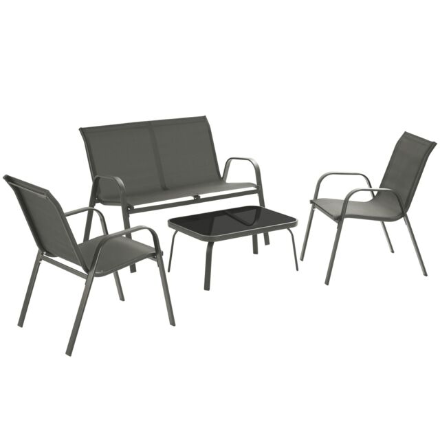 tectake Garden Furniture Set Nora in Dark Grey - Size: 4 Person - image 1