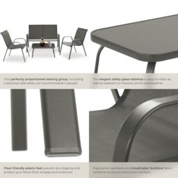 tectake Garden Furniture Set Nora in Dark Grey - Size: 4 Person - thumbnail 5