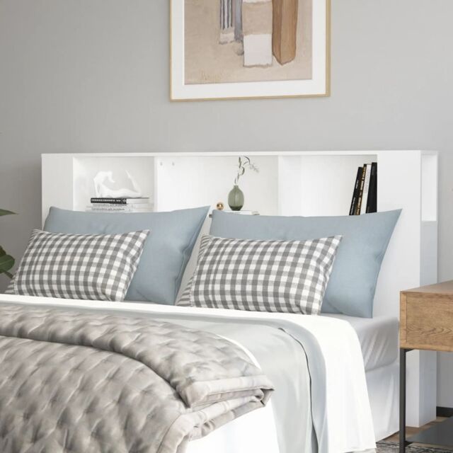 Berkfield Home Headboard Cabinet White 180x18.5x104.5 cm - image 1