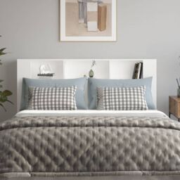 Berkfield Home Headboard Cabinet White 180x18.5x104.5 cm - thumbnail 3