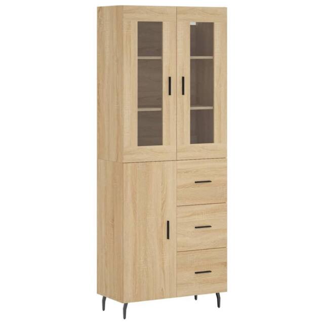 Berkfield Home Highboard Sonoma Oak 69.5x34x180 cm Engineered Wood in Light Brown - image 1