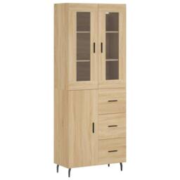 Berkfield Home Highboard Sonoma Oak 69.5x34x180 cm Engineered Wood in Light Brown - thumbnail 1