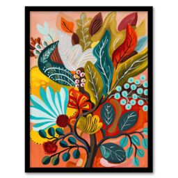 "Artery8 Colourful Floral Botanical Bouquet Painting Framed Art Print - Size: W12"" x H16""" - thumbnail 1