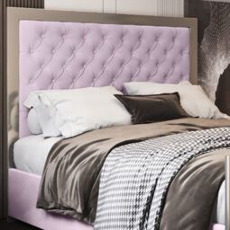 Casani Maddison Upholstered Soft Velvet Metal Bed Frame in Pink - Size: Small Double - thumbnail 2