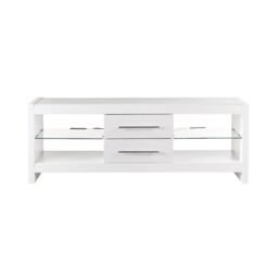 Moderna TV Stand Cabinet with LED White Gloss 140cm