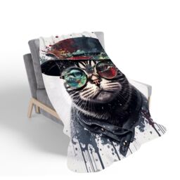Warren Reed - Designer American Shorthair Cat Splashart Sherpa Blanket - Size: Large - thumbnail 2