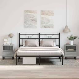 Berkfield Home Bedside Cabinets 2 pcs Grey Sonoma 40x35x50 cm Engineered Wood - Size: 40 x 35 x 50 cm - thumbnail 2
