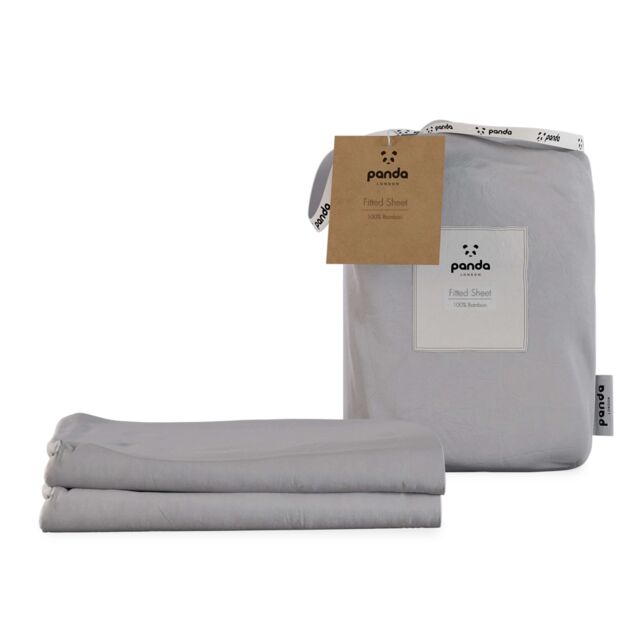 Panda London 100% Bamboo Fitted Sheet - Cot & Cotbed (2-Pack) in Mid Grey - Size: Junior - image 1