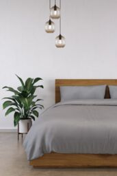 Panda London 100% Bamboo Fitted Sheet - Cot & Cotbed (2-Pack) in Mid Grey - Size: Junior - thumbnail 3