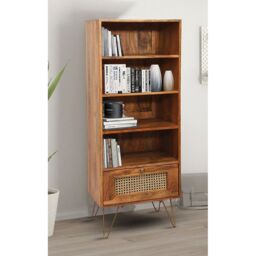 Jaipur Furniture Ltd Nyack Cabinet with Drawer - Mango Wood/Iron - L40 x W50 x H137 cm - Light Brown with Natural Rattan - Assembly Required - thumbnail 8