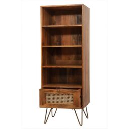 Jaipur Furniture Ltd Nyack Cabinet with Drawer - Mango Wood/Iron - L40 x W50 x H137 cm - Light Brown with Natural Rattan - Assembly Required - thumbnail 5