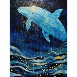 "Artery8 Wall Art Print Blue Whale Breach in Winter Waters Moonlit Seascape Waves Poster - Size: W12"" x H16""" - thumbnail 1