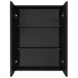 Berkfield Home Bathroom Mirror Cabinet 60x15x75 cm MDF Shining Black - Size: 60 x 15 x 75 cm - thumbnail 3