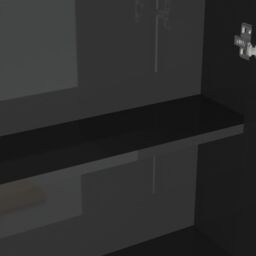 Berkfield Home Bathroom Mirror Cabinet 60x15x75 cm MDF Shining Black - Size: 60 x 15 x 75 cm - thumbnail 6