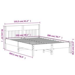 Berkfield Home Bed Frame without Mattress White 150x200 cm King Size Solid Wood Pine - thumbnail 9