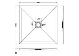 Balterley Premium Slimline Square Shower Tray - 900mm - Slate Black - thumbnail 8