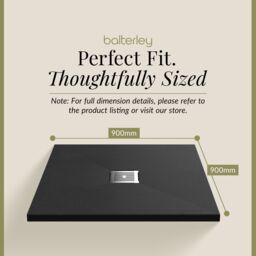 Balterley Premium Slimline Square Shower Tray - 900mm - Slate Black - thumbnail 5