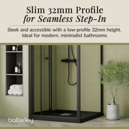 Balterley Premium Slimline Square Shower Tray - 900mm - Slate Black - thumbnail 4