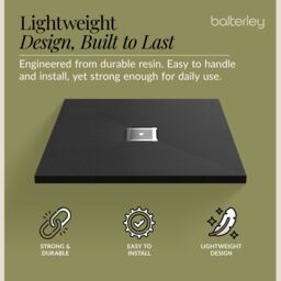 Balterley Premium Slimline Square Shower Tray - 900mm - Slate Black - thumbnail 3