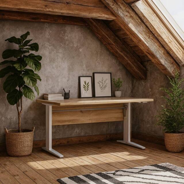 Wyld Haus Dris 150cm Natural Oak Effect Desk White Metal Legs - image 1
