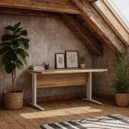 Wyld Haus Dris 150cm Natural Oak Effect Desk White Metal Legs - thumbnail 1