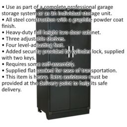 Loops 930mm Heavy Duty Modular Floor Cabinet - Full Height - Two Door - Cylinder Lock - thumbnail 2