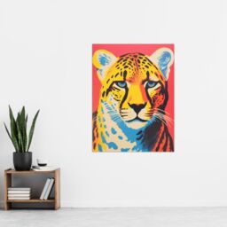 "Artery8 Wall Art Print Modern Cheetah Duotone Coral Yellow Orange Bright Risograph Artwork Painting Poster - Size: W12"" x H16""" - thumbnail 4