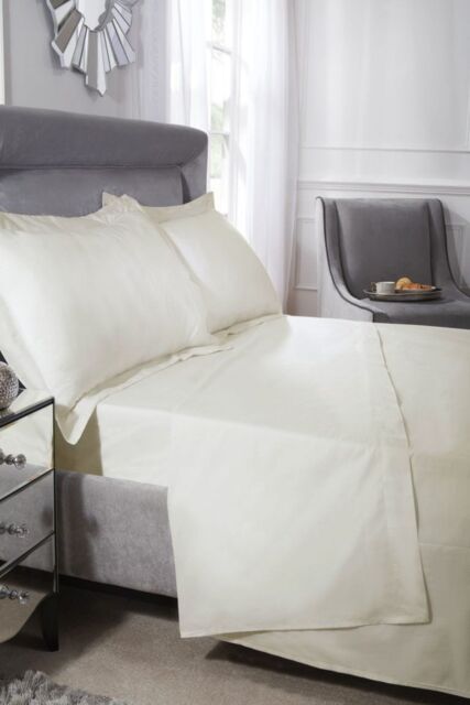 New Edge Blinds 400 Thread Count Cotton Collection Flat Sheet in Cream - Size: Single - image 1