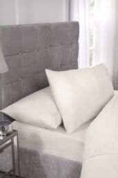New Edge Blinds 400 Thread Count Cotton Collection Flat Sheet in Cream - Size: Single - thumbnail 2