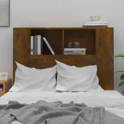 Berkfield Home Headboard Cabinet Smoked Oak 100x18.5x104.5 cm in Brown - thumbnail 3