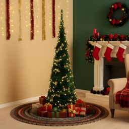 Shatchi 6Ft Prelit Pop up Christmas Tree With Warm White LED Lights & Gold Bauble in Green - thumbnail 2