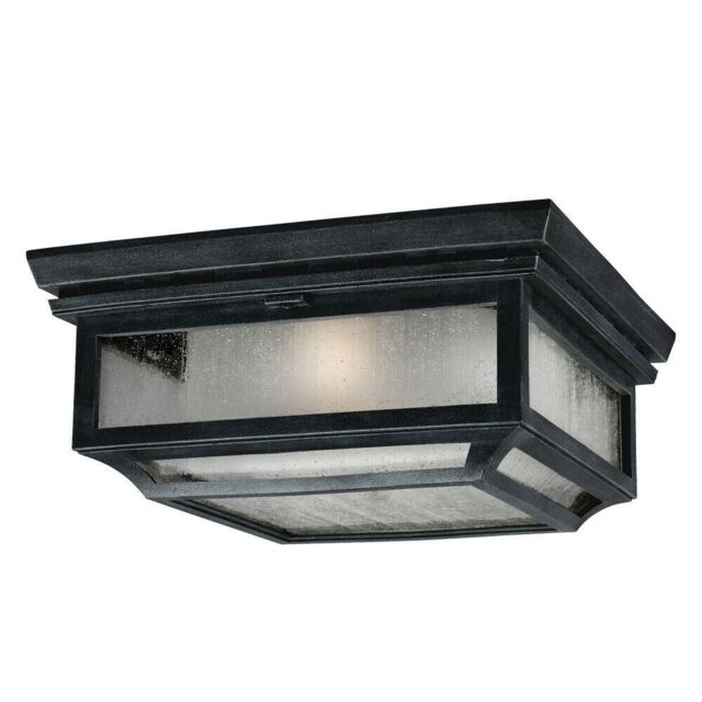Loops Outdoor IP44 2 Bulb Flush Light Dark Weathered Zinc LED E27 75W