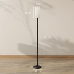 HOMCOM Floor Lamp with Linen Shade & Foot Switch for Living Room, White - thumbnail 3