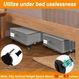 SPETLEK 1xUnderbed Storage Box Wheels Lid Clothes in Grey - Size: Large - thumbnail 4