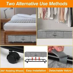 SPETLEK 1xUnderbed Storage Box Wheels Lid Clothes in Grey - Size: Large - thumbnail 3