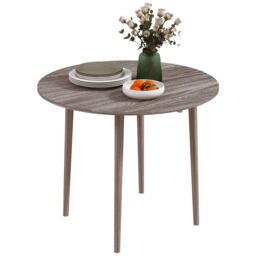 HOMCOM Folding Dining Table for 4, Round Drop Leaf Table, Modern Space Saving Small Kitchen Table with Wood Legs for Dining Room in Grey - thumbnail 2